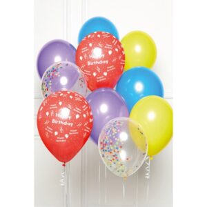 Balónkový buket latexový Happy Birthday Multicolor 10 ks