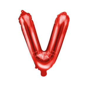 PartyDeco Fóliový balón Mini - Písmeno V 35 cm rudý