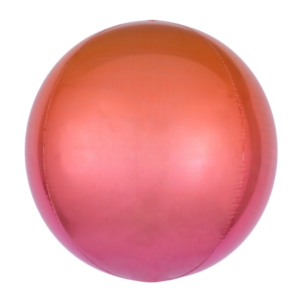 Balónek fóliový ORBZ koule Ombré červeno-oranžová 40 cm