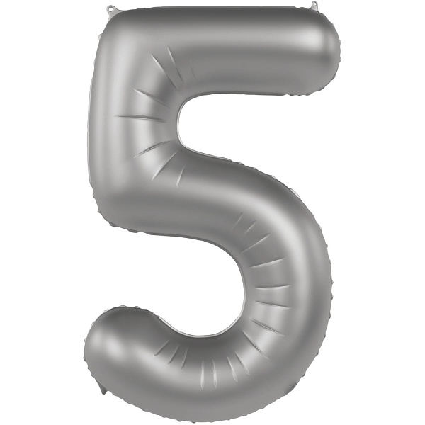 Balónek fóliový číslo 5 Měsíční stříbro