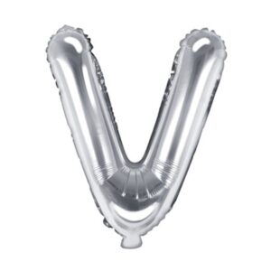 Balónek fóliový mini písmeno V stříbrné 35 cm