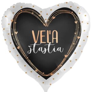 Balónek fóliový slovenský nápis Srdce Vela šťastia 43 cm