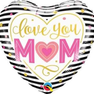 Balónek fóliový srdce Love you Mom 45 cm
