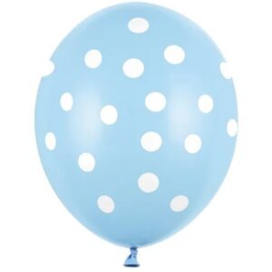 Balónek latexový baby blue s puntíky 30 cm 1 ks