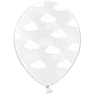 Balónek latexový transparentní Bílé mráčky 30 cm 6 ks