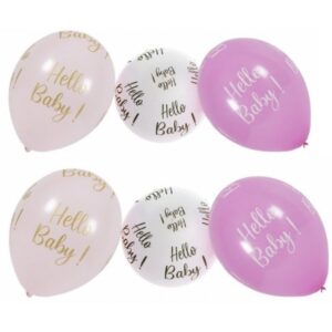 Balónky latexové "Hello Baby!" růžové 27 cm 6 ks