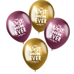 Balónky latexové chromové Best Mom Ever 33 cm 4 ks
