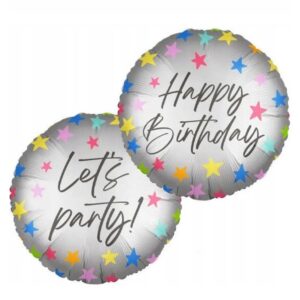 Balónek fóliový Happy Birthday oboustranný stříbrný 46 cm