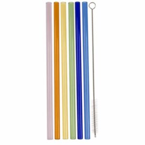 Brčka skleněná s čistícím kartáčkem mix barev 6 ks