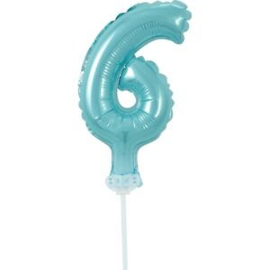 Číslice nafukovací 6 na dort azurová 13 cm