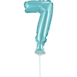 Číslice nafukovací 7 na dort azurová 13 cm