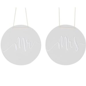 Dekorace na židle Mr a Mrs akrylová 30 cm