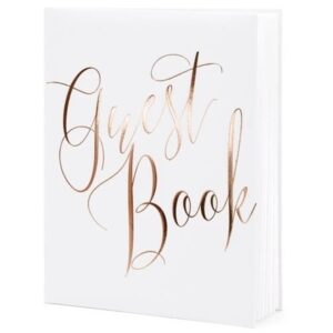 Kniha hostů bílá s Rose Gold nápisem 20 x 24