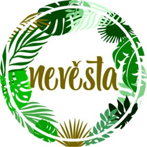 PLACKA Nevěsta  se zelenými listy a zlatým nápisem