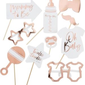 REKVIZITY do fotokoutku Baby Shower Rose Gold 10ks