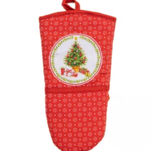 Rukavice kuchyňská Vánoční stromeček červená