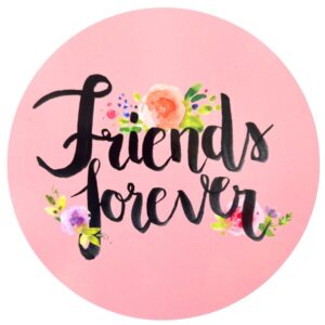 Samolepka "Přátelé navždy" - růžová 10 cm