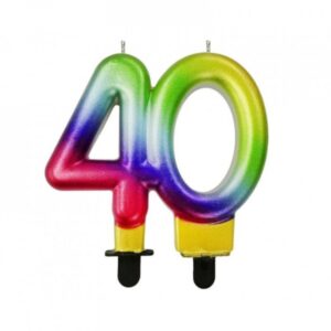 Svíčka číslice 40 metalická duhová 8 cm