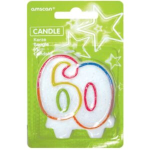 Svíčka narozeninová číslice 60 barevná 8cm