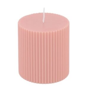 Svíčka válec žebrovaná pastelově růžová 7 x 7