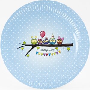 TALÍŘE papírové Sovičky modré 8ks