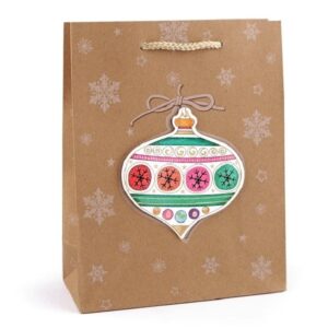 Taška dárková přírodní s dekorem Baňka 18 x 23 x 8 cm