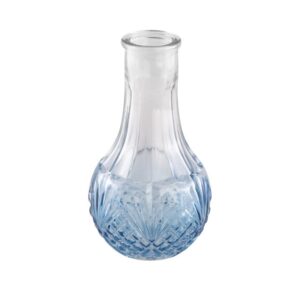 Váza skleněná mini modro-průhledná 7x12cm