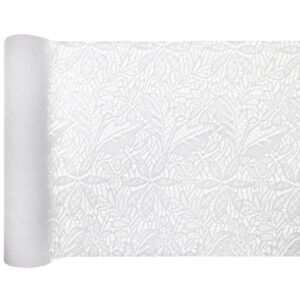 Šerpa stolová bílá květinová krajka 26cm/3m