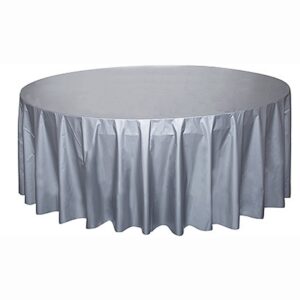 UBRUS z jemného plastu 210 cm kulatý stříbrný