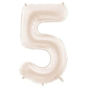 Balónek fóliový číslo 5 světle teplá béžová 86 cm