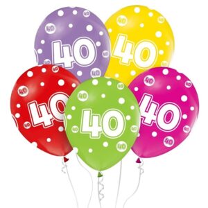 Balónky latexové "40" barevné 30 cm 5 ks