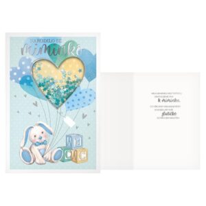 Přání Narodilo se miminko modrý se zajíčkem