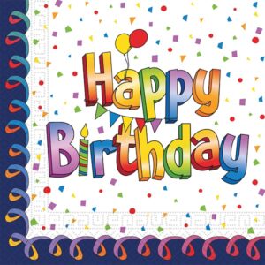 Ubrousky papírové Happy Birthday multicolour 33x33 cm 20 ks