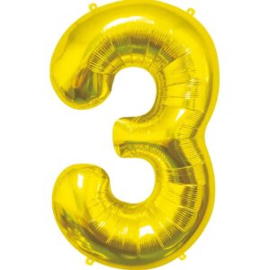 Balónek fóliový číslice 3 zlatá 92cm