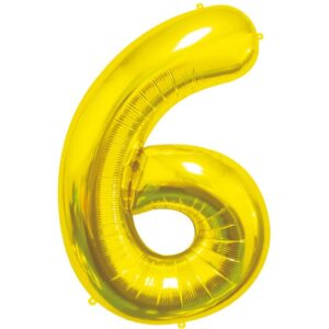 Balónek fóliový číslice 6 zlatá 92cm