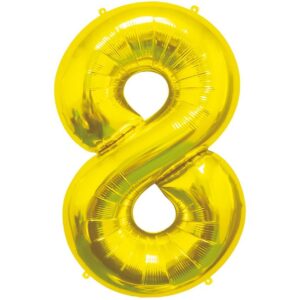 Balónek fóliový číslice 8 zlatá 92cm
