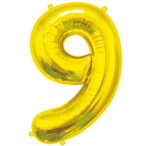 Balónek fóliový číslice 9 zlatá 85cm