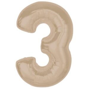 Balónek fóliový číslo 3 matný latte 92cm