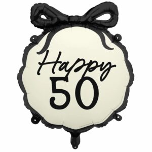 Balónek fóliový s mašličkou Happy 50 47x45cm