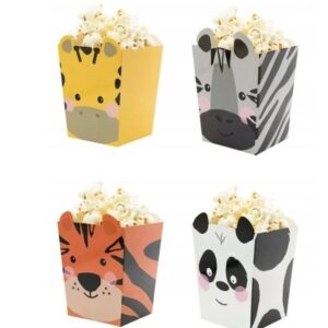 Krabičky na popcorn Zvířátka ze ZOO 4 ks