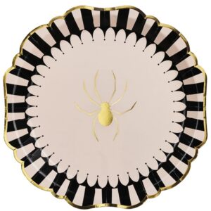 Talíře papírové s pavoukem černo-béžové 23 cm 6 ks