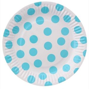 Talířky papírové puntík azurové 6 ks