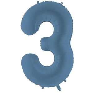 Balónek fóliový číslo 3 námořnicky modrá 86 cm