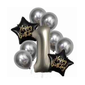 Balónkový buket 1. narozeniny chrom stříbrný