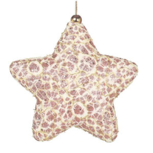 Dekorace závěsná Hvězda třpytivá s krajkou Rose Gold 12 cm