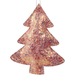 Dekorace závěsná Stromeček třpytivý Rose Gold 12 cm
