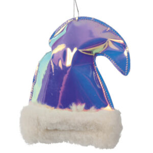 Dekorace závěsná čepice lesklá duhová 10 cm