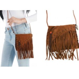 Indická taška s třásněmi hnědá