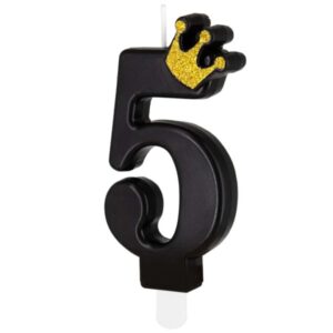 Svíčka dortová Číslice 5 černá s korunkou 8