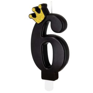 Svíčka dortová Číslice 6 černá s korunkou 8